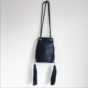 Sancia Zahle Black Crossbody Bag with Tassels